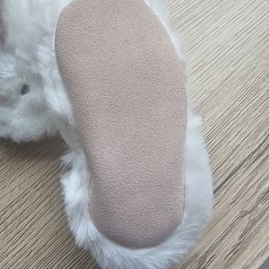 Child Toddler faux fur white coat. Button down. Includes dog hat. 25.00.